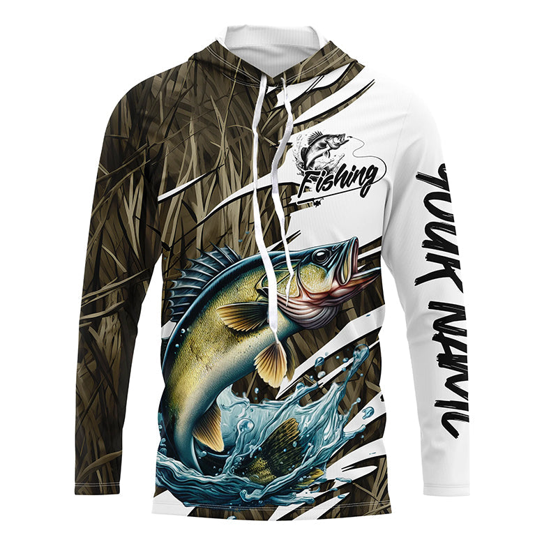 Walleye Fishing Custom Camo Long Sleeve Fishing, Walleye Fishing Tournament Apparel