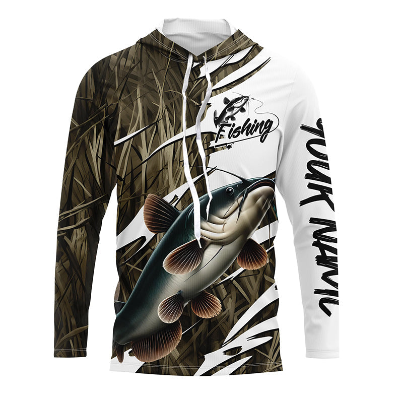 Catfish Fishing Custom Camo Long Sleeve Fishing, Catfish Fishing Tournament Apparel