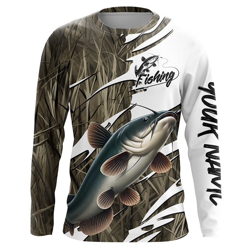 Catfish Fishing Custom Camo Long Sleeve Fishing, Catfish Fishing Tournament Apparel