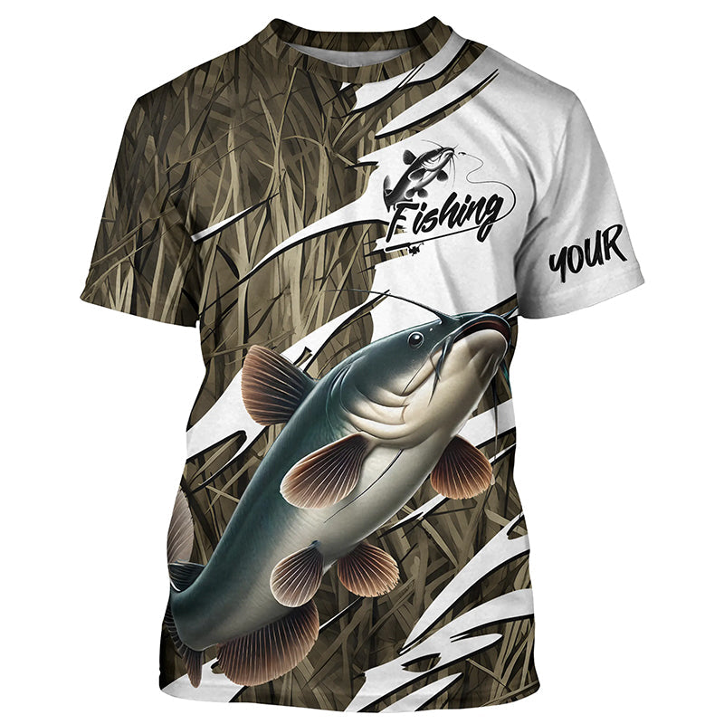 Catfish Fishing Custom Camo Long Sleeve Fishing, Catfish Fishing Tournament Apparel