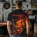 Custom Black And Orange Flame Skull Dart Quarter-Zip, Fire Dart Bowling Team
