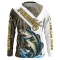 Largemouth Bass Fishing Fish Hook Custom Long Sleeve, Bass Fishing Gifts | Grass Camo