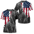 Custom Patriotic Camouflage Long Sleeve Fishing, Personalized Fishing | Gray Camo