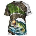 Personalized Largemouth Bass Fishing Camo Long Sleeve Fishing, Bass Fishing