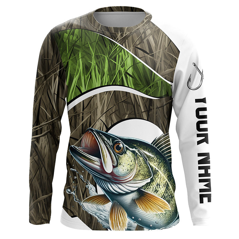 Personalized Walleye Fishing Camo Long Sleeve Fishing, Walleye Fishing