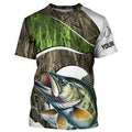 Personalized Walleye Fishing Camo Long Sleeve Fishing, Walleye Fishing