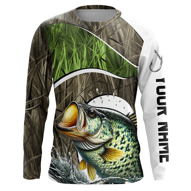 Personalized Crappie Fishing Camo Long Sleeve Fishing, Crappie Fishing
