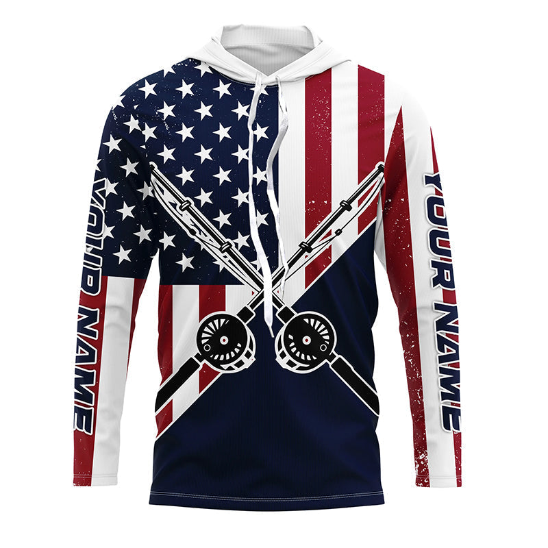 Personalized American Flag Fishing Rods Long Sleeve Fishing, Patriotic Fishing