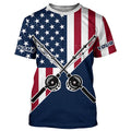 Personalized American Flag Fishing Rods Long Sleeve Fishing, Patriotic Fishing