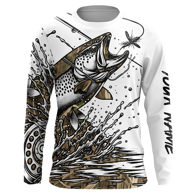 Trout Fly Fishing Camo Custom Long Sleeve Fishing, Flyfishing Trout Tournament