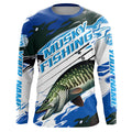 Custom Musky Fishing, Muskie Long Sleeve Tournament Fishing | Blue Camo