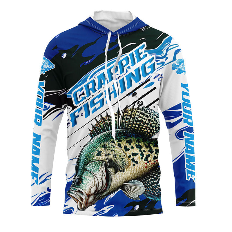 Custom Crappie Fishing, Crappie Long Sleeve Tournament Fishing | Blue Camo