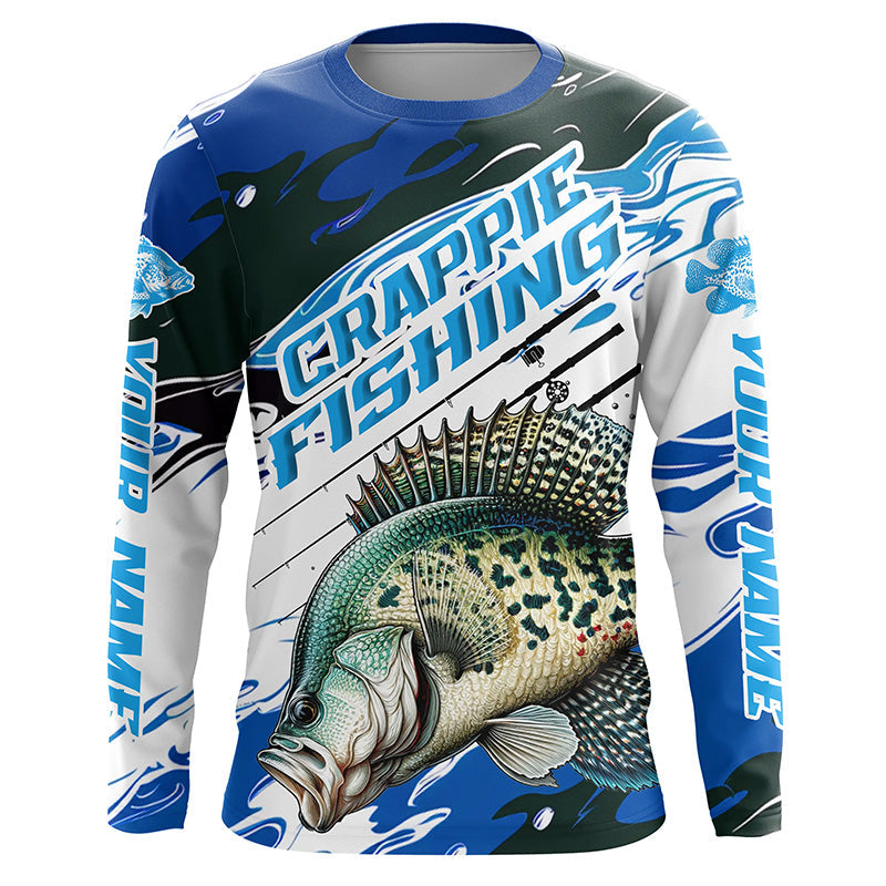 Custom Crappie Fishing, Crappie Long Sleeve Tournament Fishing | Blue Camo