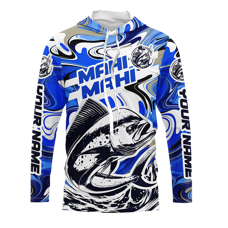 Custom Mahi Mahi Long Sleeve Uv Protection Fishing, Mahimahi Performance | Blue Camo