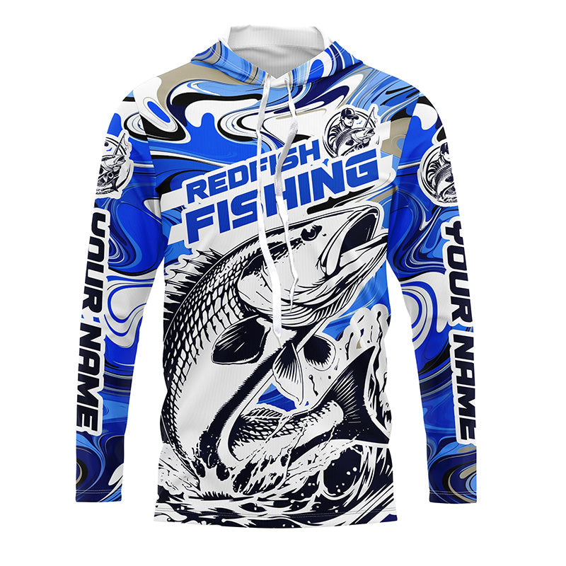 Redfish Fishing Custom Performance Long Sleeve Uv, Saltwater Camo Fishing | Blue