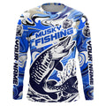 Custom Musky Long Sleeve Tournament Fishing, Water Camo Muskie Fishing | Blue