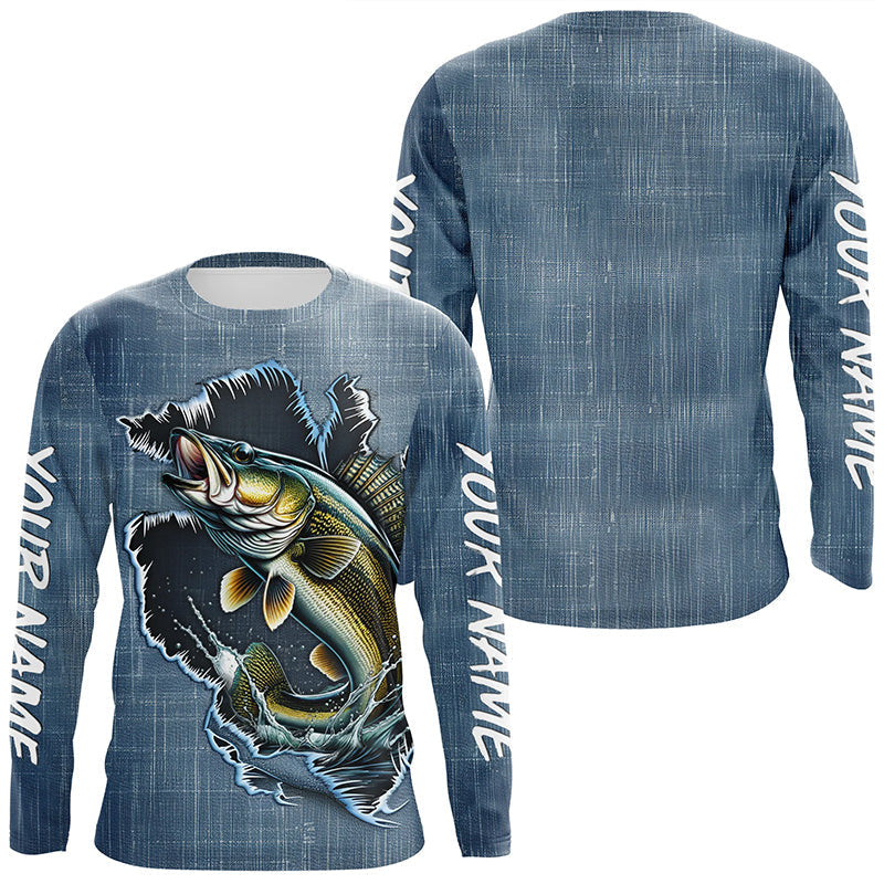 Custom Walleye Long Sleeve Tournament Fishing, Walleye Fishing All Over Printed