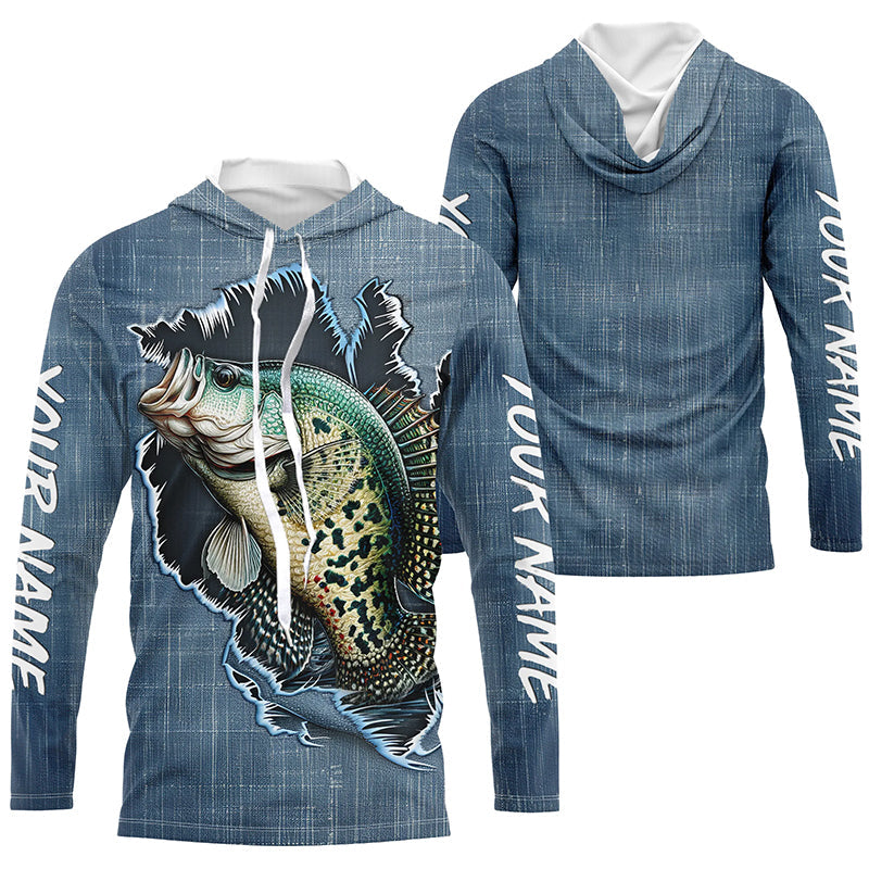 Custom Crappie Long Sleeve Tournament Fishing, Crappie Fishing All Over Printed