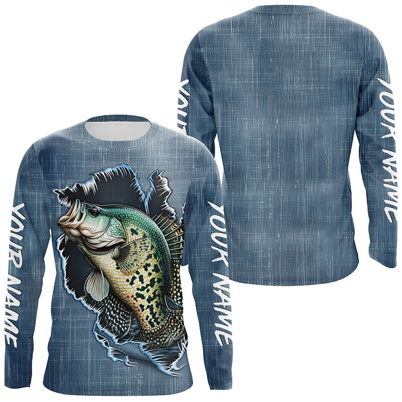 Custom Crappie Long Sleeve Tournament Fishing, Crappie Fishing All Over Printed