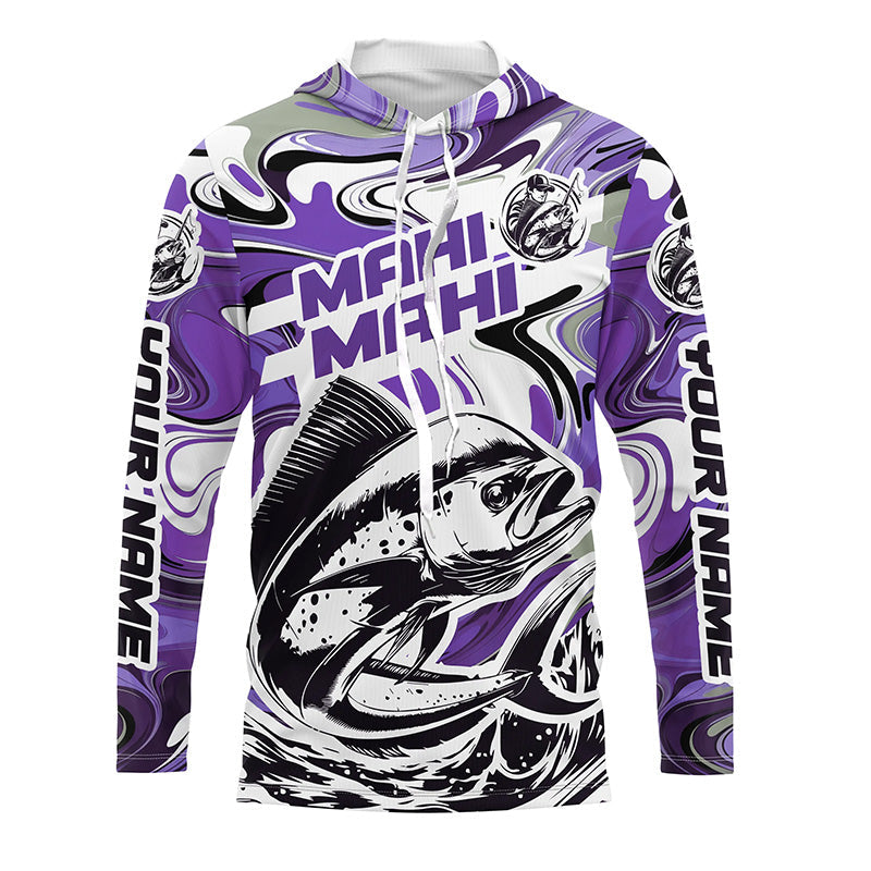 Custom Mahi Mahi Long Sleeve Uv Protection Fishing, Mahimahi Performance | Purple Camo