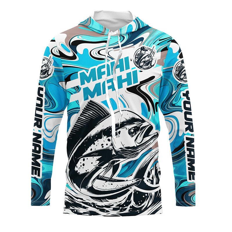 Custom Mahi Mahi Long Sleeve Uv Protection Fishing, Mahimahi Performance | Teal Blue