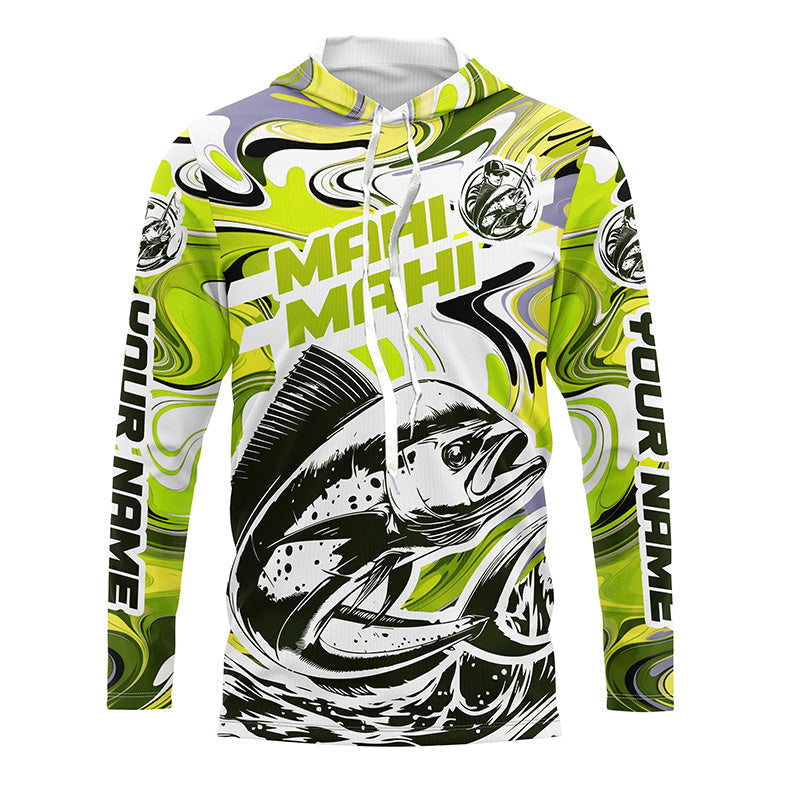 Custom Mahi Mahi Long Sleeve Uv Protection Fishing, Mahimahi Performance | Yellow Camo