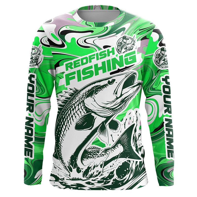 Redfish Fishing Custom Performance Long Sleeve Uv, Saltwater Camo Fishing | Green
