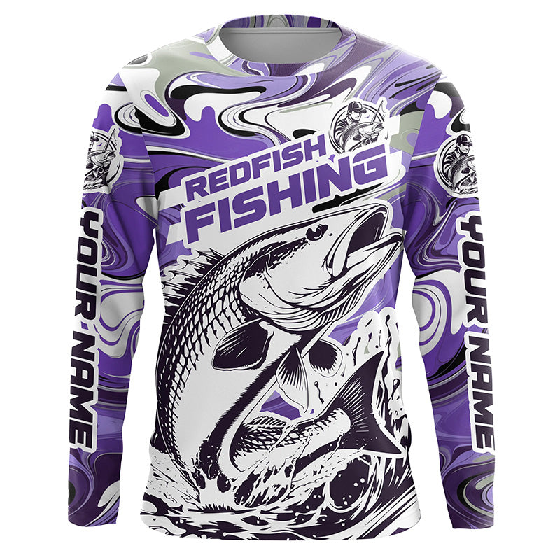 Redfish Fishing Custom Performance Long Sleeve Uv, Saltwater Camo Fishing | Purple