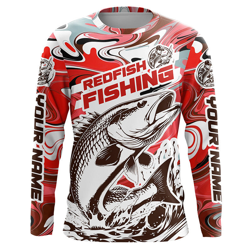 Redfish Fishing Custom Performance Long Sleeve Uv, Saltwater Camo Fishing | Red