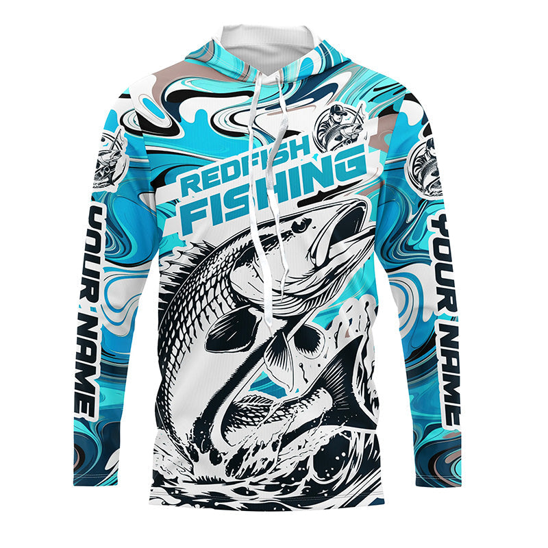 Redfish Fishing Custom Performance Long Sleeve Uv, Saltwater Camo Fishing | Teal Blue