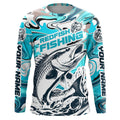 Redfish Fishing Custom Performance Long Sleeve Uv, Saltwater Camo Fishing | Teal Blue
