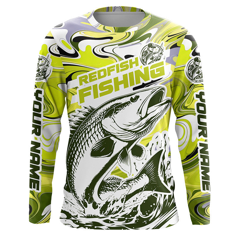Redfish Fishing Custom Performance Long Sleeve Uv, Saltwater Camo Fishing | Yellow