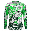 Custom Musky Long Sleeve Tournament Fishing, Water Camo Muskie Fishing | Green