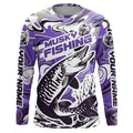 Custom Musky Long Sleeve Tournament Fishing, Water Camo Muskie Fishing | Purple