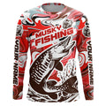 Custom Musky Long Sleeve Tournament Fishing, Water Camo Muskie Fishing | Red