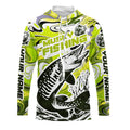 Custom Musky Long Sleeve Tournament Fishing, Water Camo Muskie Fishing | Yellow