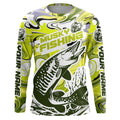 Custom Musky Long Sleeve Tournament Fishing, Water Camo Muskie Fishing | Yellow