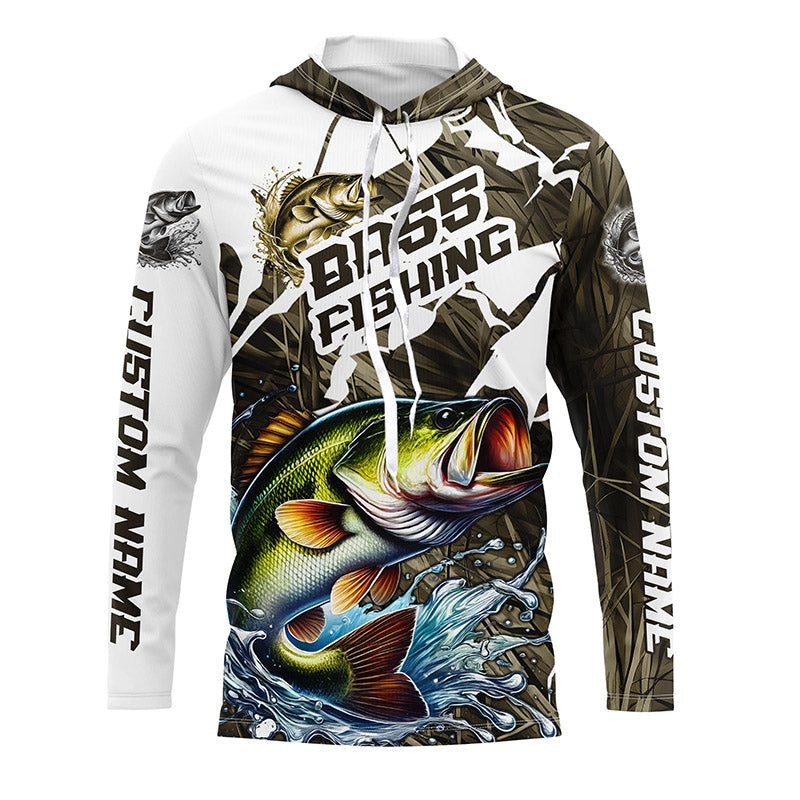 Custom Largemouth Bass Fishing Tournament, Bass Long Sleeve Fishing Camo