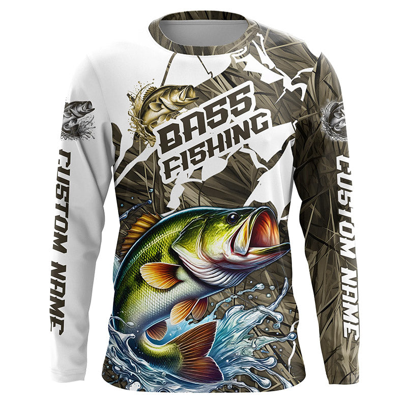 Custom Largemouth Bass Fishing Tournament, Bass Long Sleeve Fishing Camo