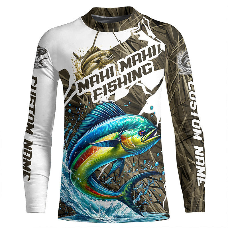 Custom Mahi Mahi Fishing Tournament, Mahimahi Long Sleeve Fishing Camo