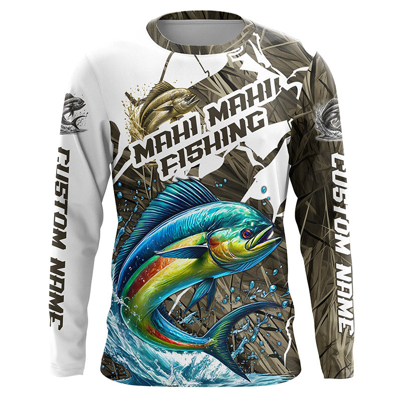 Custom Mahi Mahi Fishing Tournament, Mahimahi Long Sleeve Fishing Camo
