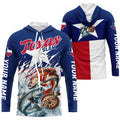Redfish Trout Flounder Texas Slam Custom Long Sleeve Fishing, Texas Flag Fishing
