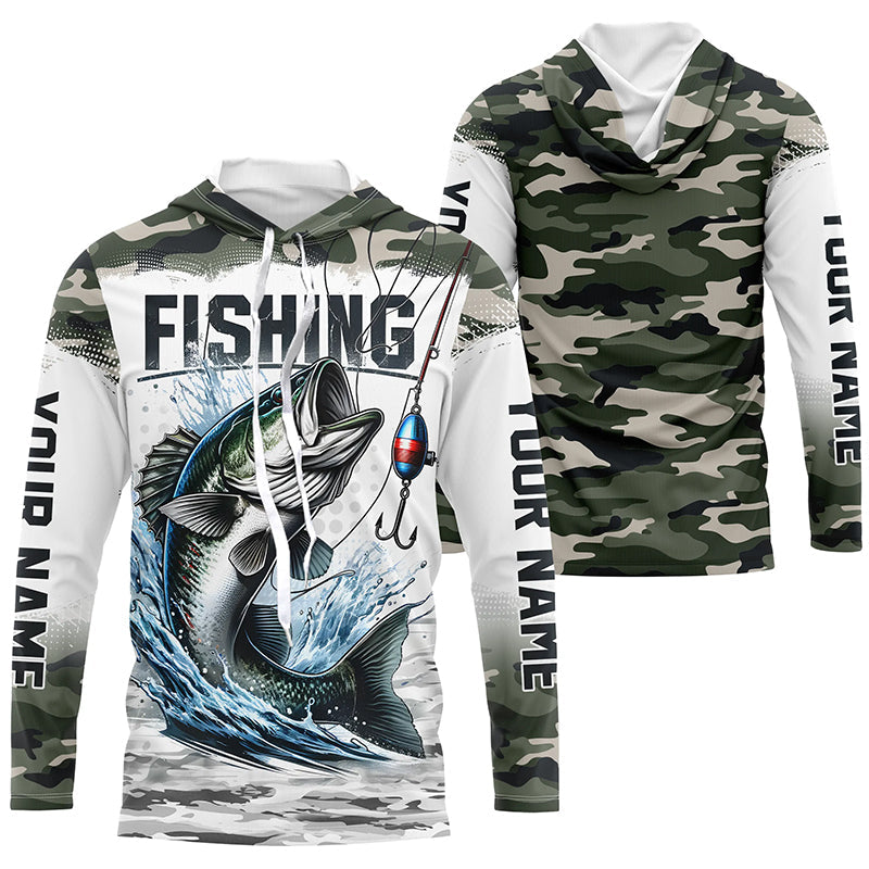 Bass Fishing Camo Custom Long Sleeve Fishing, Personalized Bass Fishing