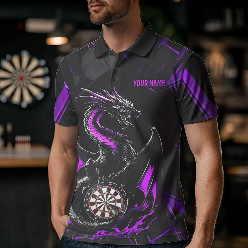 Custom Black And Purple Dragon Dart Quarter-Zip, Dart Dart Tournament