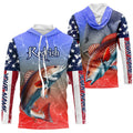 Custom Redfish Puppy Drum American Flag Long Sleeve Fishing, Patriotic Fishing Gifts