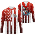 Custom Redfish Long Sleeve Tournament Fishing, Grunge American Flag Patriotic Fishing