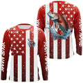 Custom Redfish Long Sleeve Tournament Fishing, Grunge American Flag Patriotic Fishing