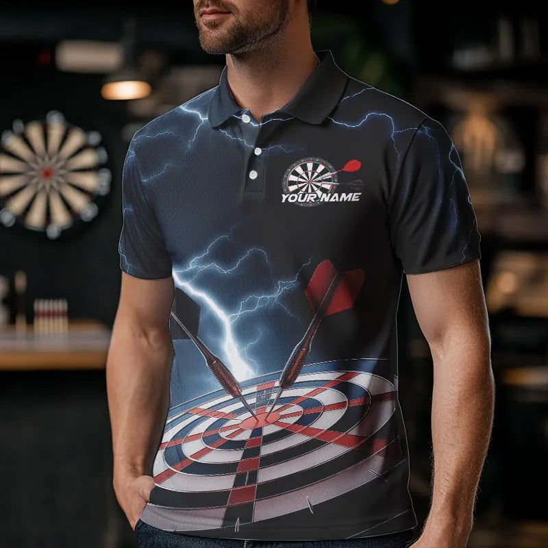 Blue Thunder Lightning Dartboard Custom Dart Quarter-Zip, Dart Team League