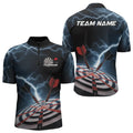 Blue Thunder Lightning Dartboard Custom Dart Quarter-Zip, Dart Team League