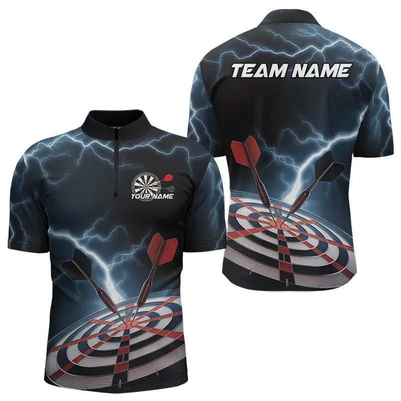 Blue Thunder Lightning Dartboard Custom Dart Quarter-Zip, Dart Team League